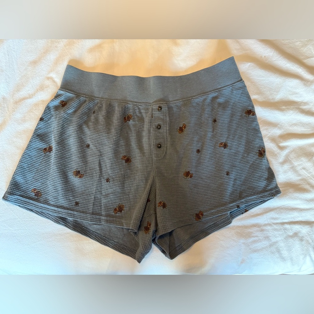 Toad&Co Women's waffle knit shorts with Brown Floral Accents